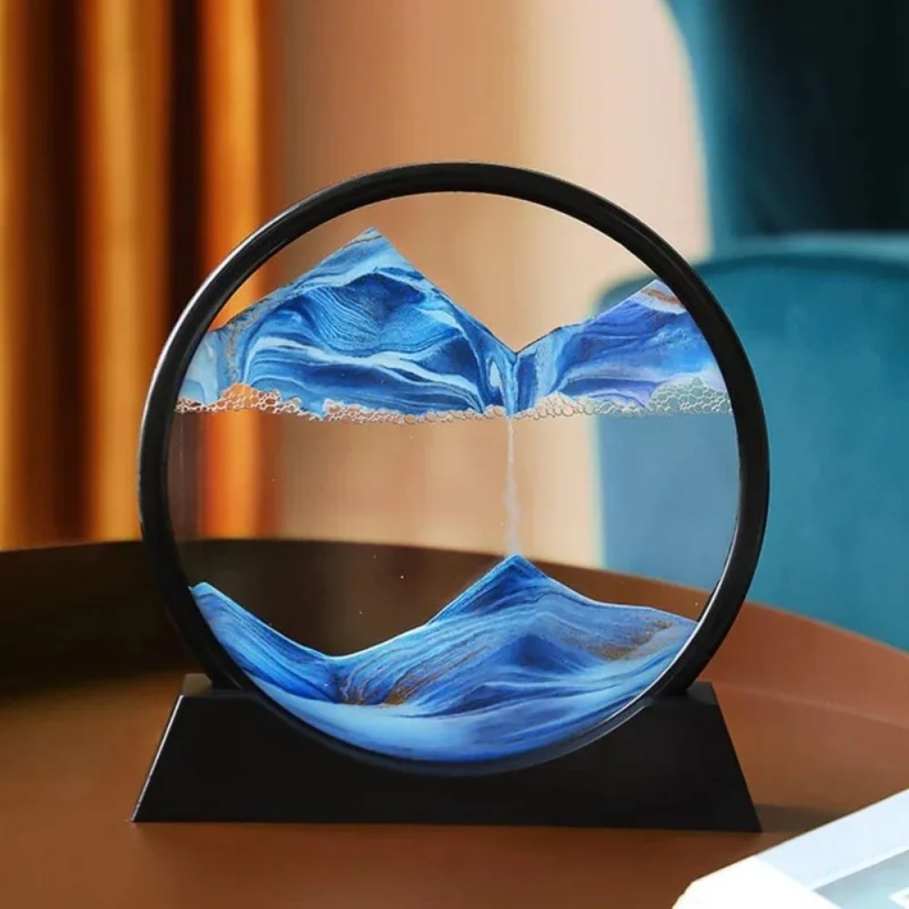 Photography Job - 2026年 3D砂時計 流砂アート絵画 丸型ガラス 深海風景 クラフト